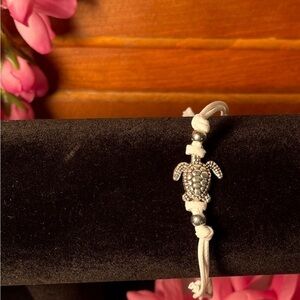 Beachy retro wax rope turtle anklet, bracelet. Blue, black and white available